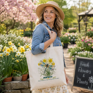 Tote Bag Iris papillon dragonfly personnalisé de naissance
