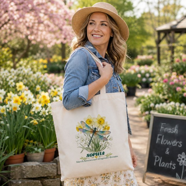 Tote Bag Iris papillon dragonfly personnalisé de naissance  (Créateur téléchargé)
