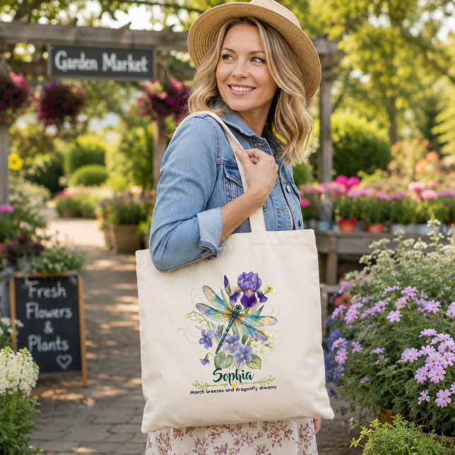 Tote Bag Iris papillon personnalisé pour une naissance en f (Créateur téléchargé)