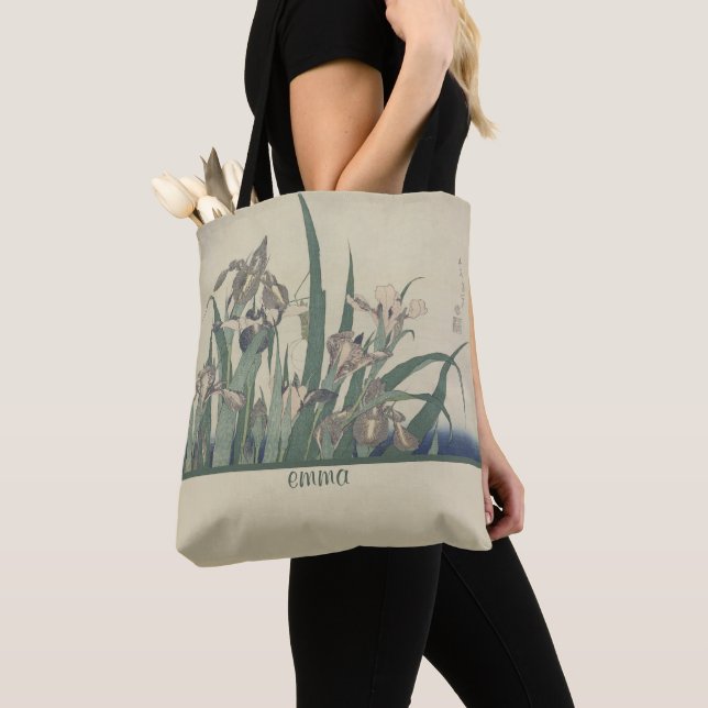 Tote Bag Iris vintages et sauterelles (De près)
