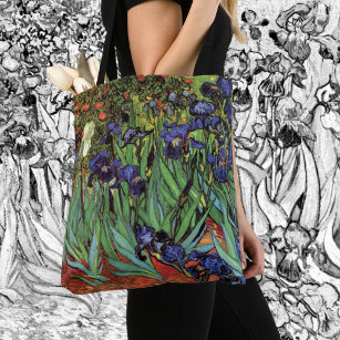 Tote Bag Irises de Vincent van Gogh, Jardin Vintage