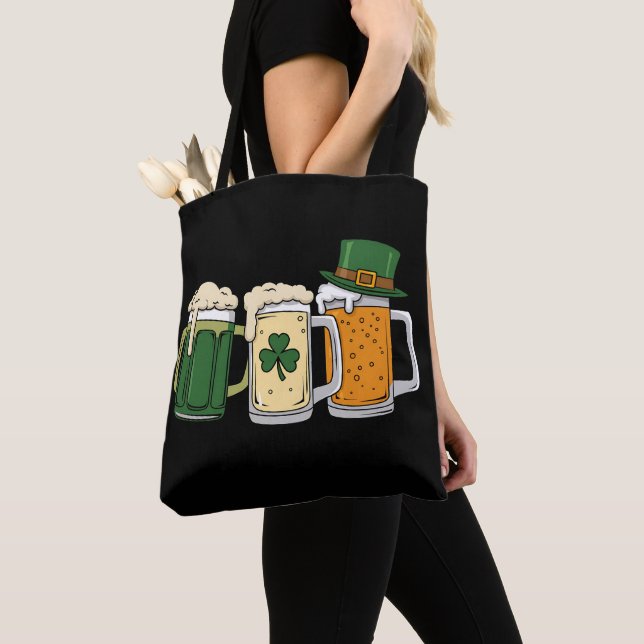Tote Bag Irish Beer Irlande Drapeau St Patrick's Day Shamro (De près)