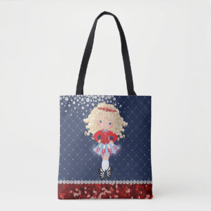 Tote Bag Irish Dance Blond Girl Douce Chaussure Bleu, Rouge