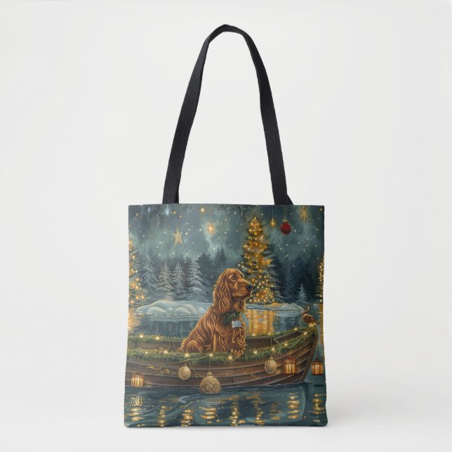 Tote Bag Irish Red Setter Christmas Festive Voyage (Devant)