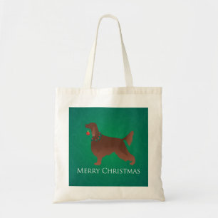 Tote Bag Irish Setter Chien Joyeux Noël Design
