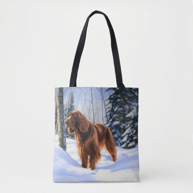 Tote Bag Irish Setter Qu'il neige Noël (Devant)