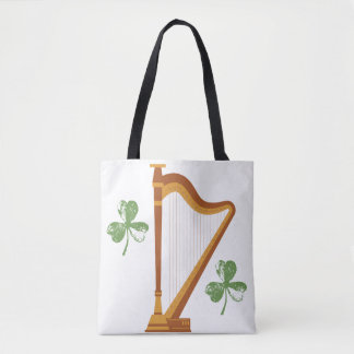 Tote Bag Irish Shamrock Harp Tote