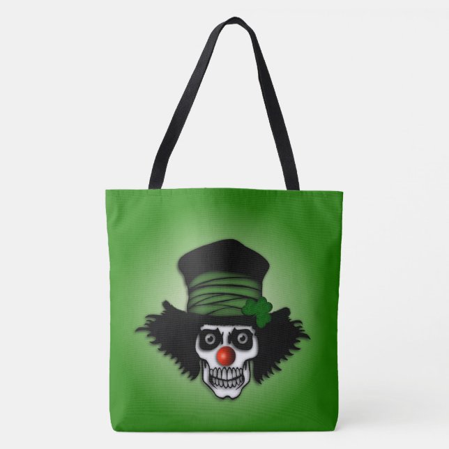 Tote Bag Irish Skeleton Clown Green (Devant)