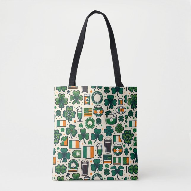 Tote Bag Irlande Drapeau irlandais Shamrock Celtic Jour de  (Devant)
