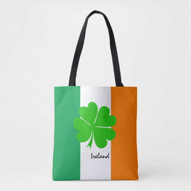 Tote Bag Irlande et quatre feuilles de trèfle, drapeau irla (Devant)