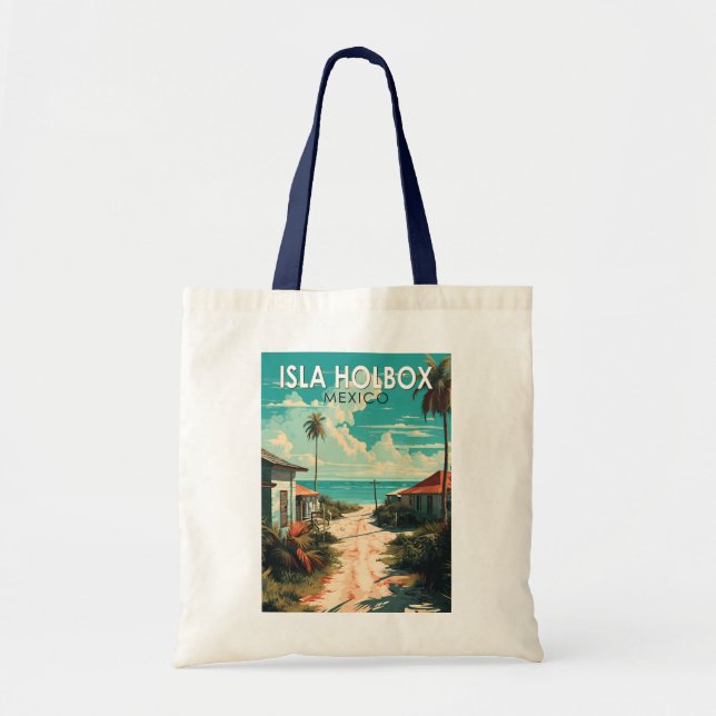 Tote Bag Isla Holbox Mexique Voyage Art Rétro (Devant)