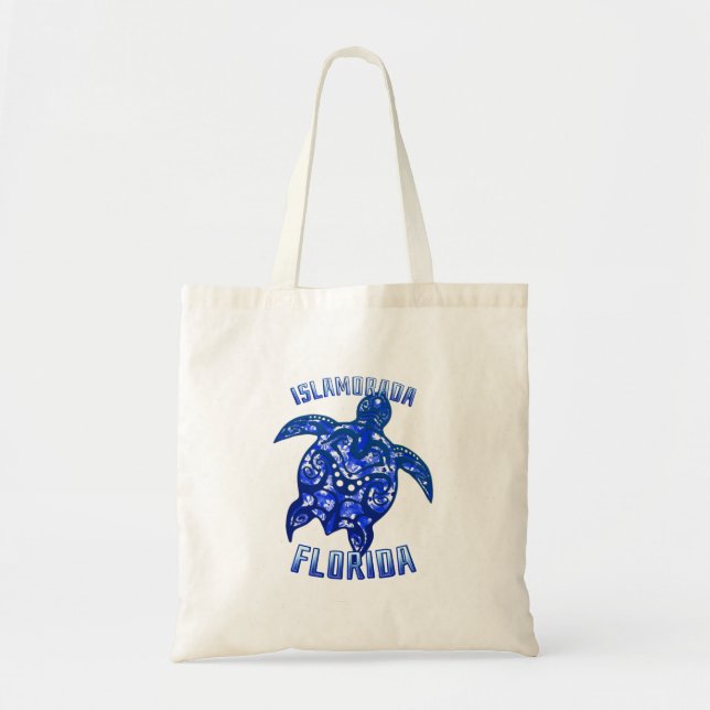 Tote Bag Islamorada Floride Vacances Tortue Tribale (Devant)