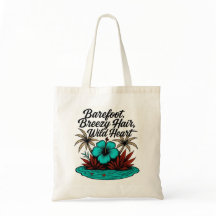 Island Spirit Boho Hibiscus Reusable Grocery Bag