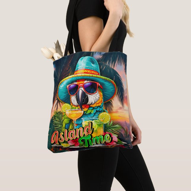 Tote Bag Island Time Sunset Beach Perrot Boissons (De près)