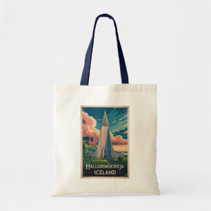 Tote Bag Islande Hallgrimskirkja Illustration Voyage Art