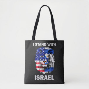 Tote Bag Israël et drapeau États-Unis Lion _ Je suis avec I