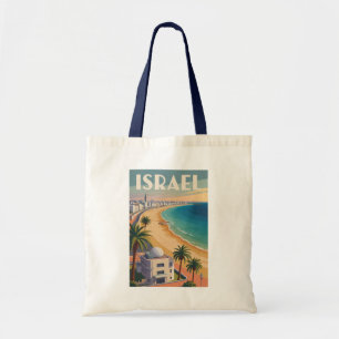 Tote Bag Israël Tel Aviv Illustration Voyage Art Rétro