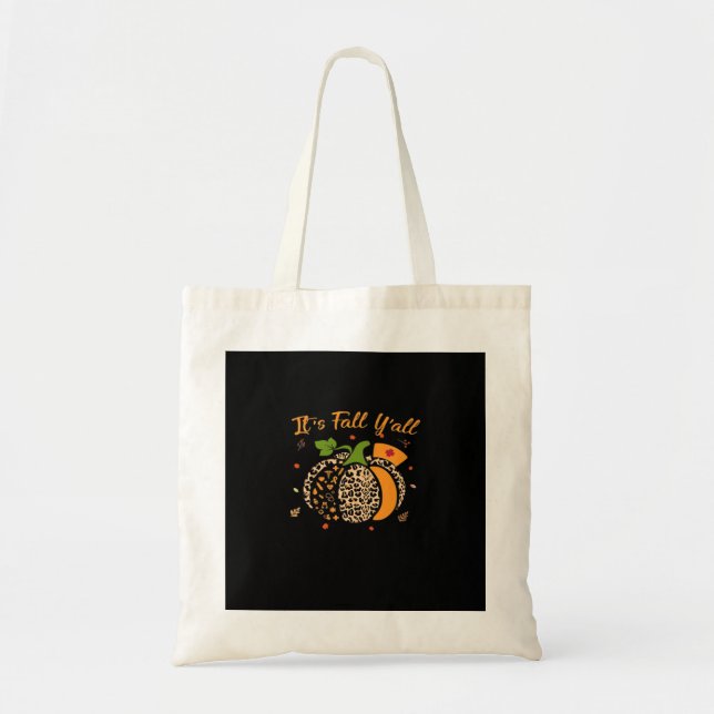 Tote Bag It’s Fall Y’all Pumpkin Leopard Nurse Halloween  (Devant)
