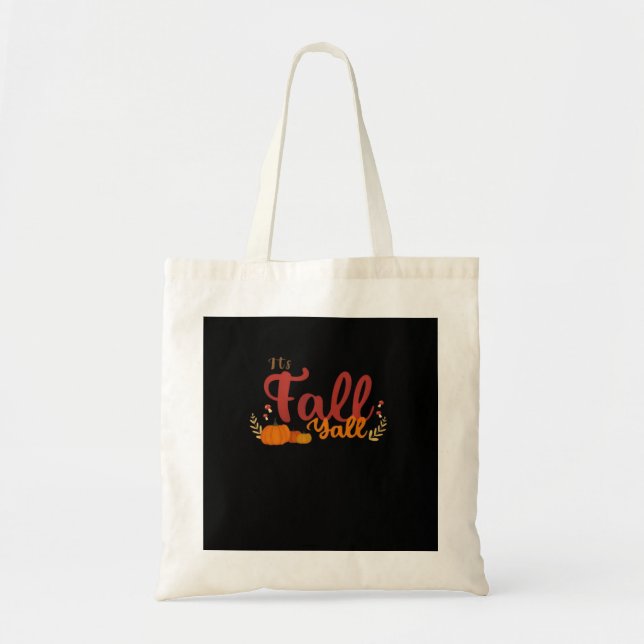 Tote Bag It’s Fall Y’all Pumpkins and Mushrooms Autumn (Devant)