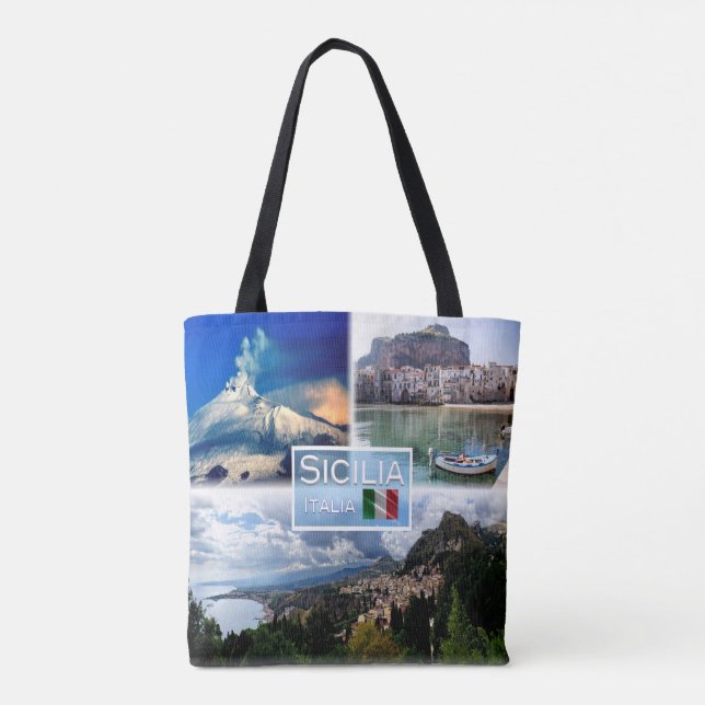 Tote Bag IT Sicile - Etna - Cefalu' - Taormine - (Dos)