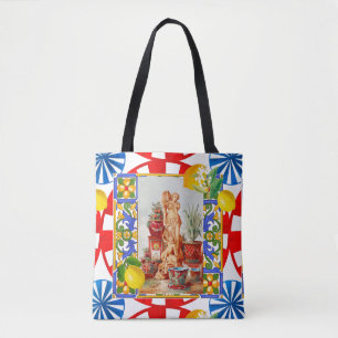 Tote Bag Italian, Sicilian art, maiolica, tiles, baroque ar