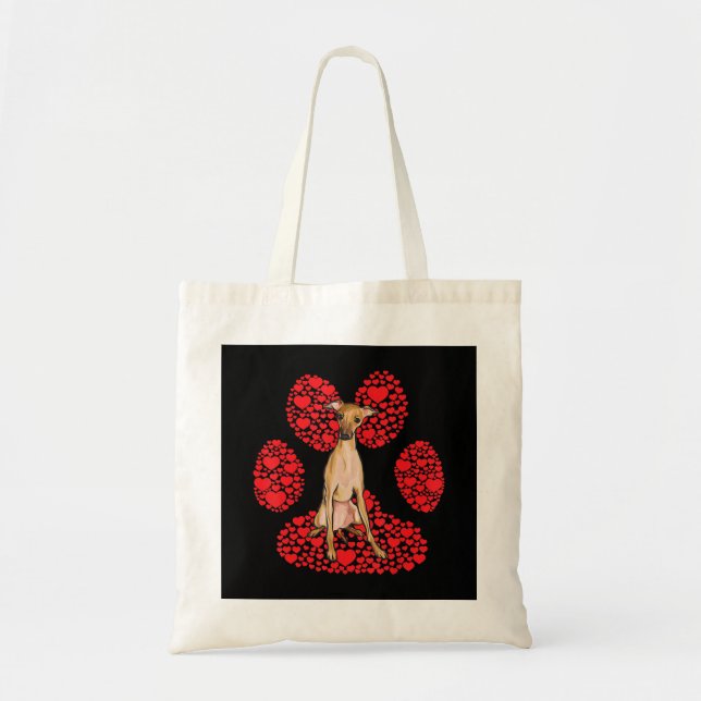 Tote Bag Italie Greyhound Valentines Jour Chien Love Paw (Devant)