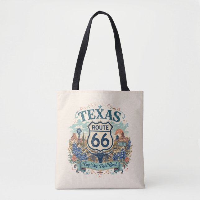 Tote Bag Itinéraire Texas Bluebonnet Route 66 Boho Mood de  (Devant)