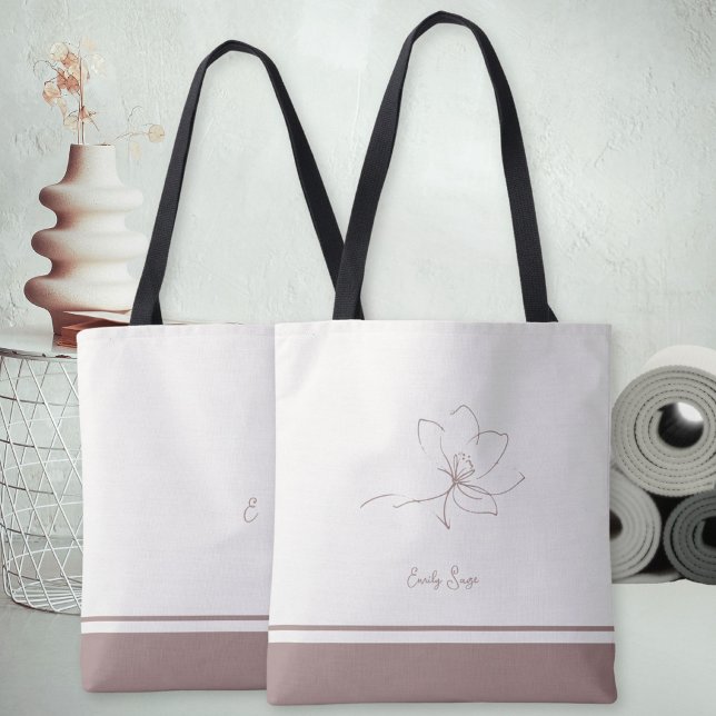 Tote Bag Ivory Dusty Rose Floral Line Art Minimalist Zen (Minimalist Floral Line Art Zen Ivory Dusty Rose Tote Bag ©Susanne Sachers - Sunny Wanderlust 🌞✈️)