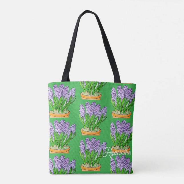Tote Bag Jacinthe pourpre dans un pot (Dos)