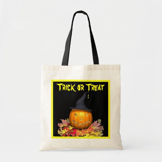 Tote Bag Jack-O-Lantern & Feuilles - (Devant)