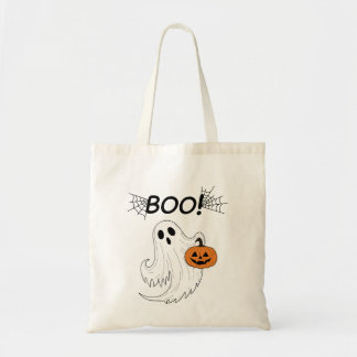 Tote Bag Jack-o’ lanterne et un fantôme blanc Boo Halloween