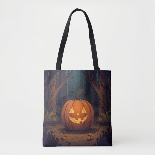 Tote Bag Jack O'Lanterne Jaillissant Dans La Forêt (Devant)