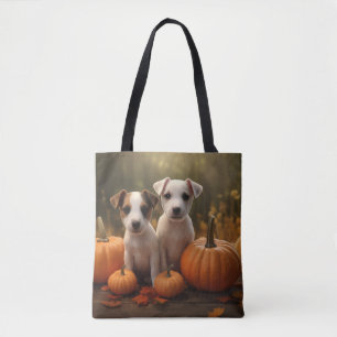 Tote Bag Jack Russell Puppy Automne Citrouille de plaisir
