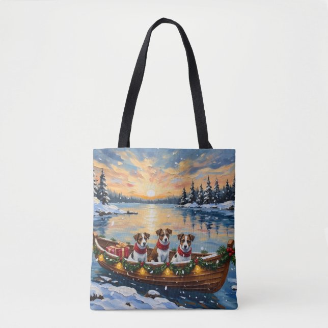 Tote Bag Jack Russell Terrier Christmas Boat Holiday (Devant)