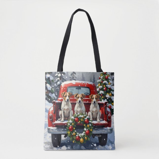 Tote Bag Jack Russell Terrier Christmas Red Truck Holiday (Devant)