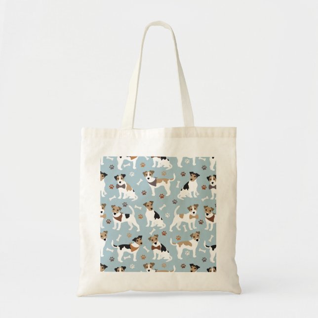 Tote Bag Jack Russell Terrier Patrouilles et os (Devant)
