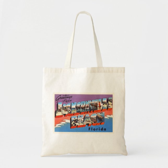 Tote Bag Jacksonville Beach Floride FL Vieux souvenir de vo (Devant)