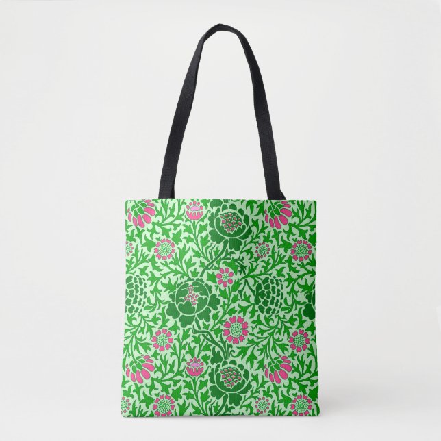 Tote Bag Jacobean Floral, Emerald et Lime Green (Devant)
