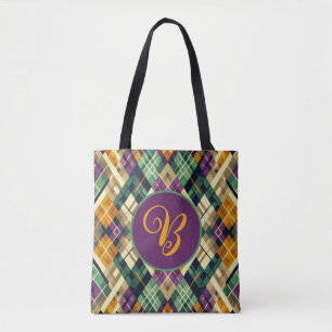 Tote Bag Jacquard Mardi Gras jaune violet vert