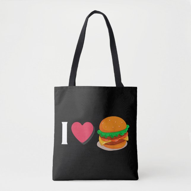 Tote Bag J'adore Burger Cheeseburger Manger Malsain  (Devant)
