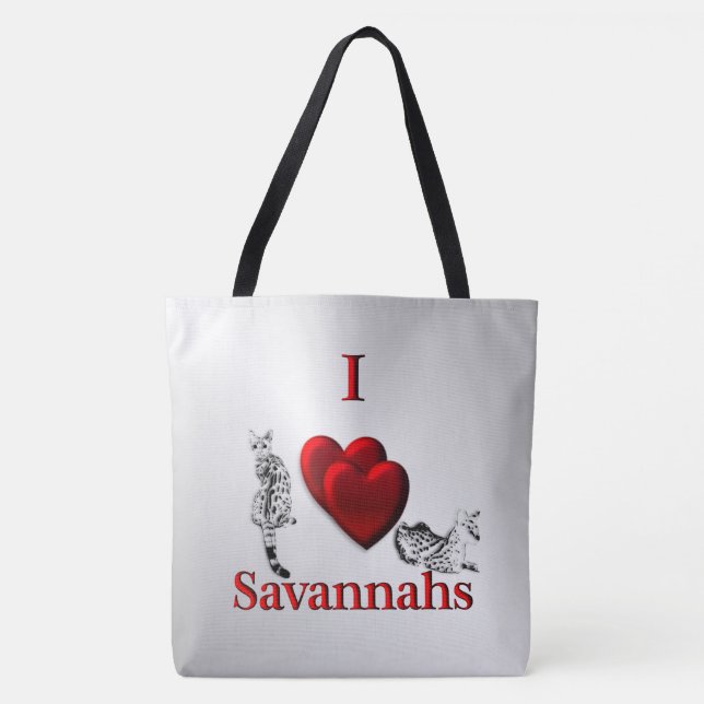 Tote Bag J'adore chat Savannah argent (Devant)