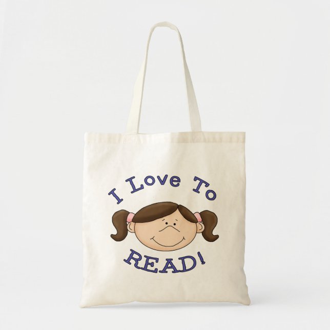 Tote Bag J'adore lire la fille (Devant)
