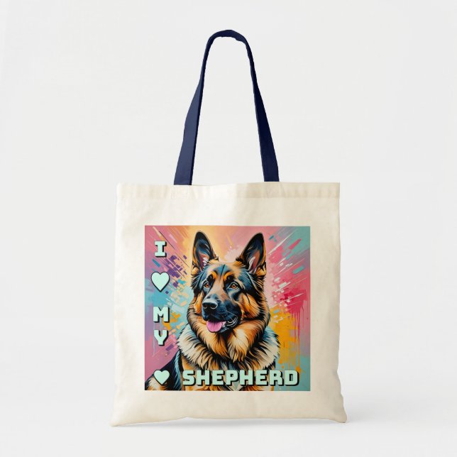Tote Bag J'adore mon berger allemand (Devant)