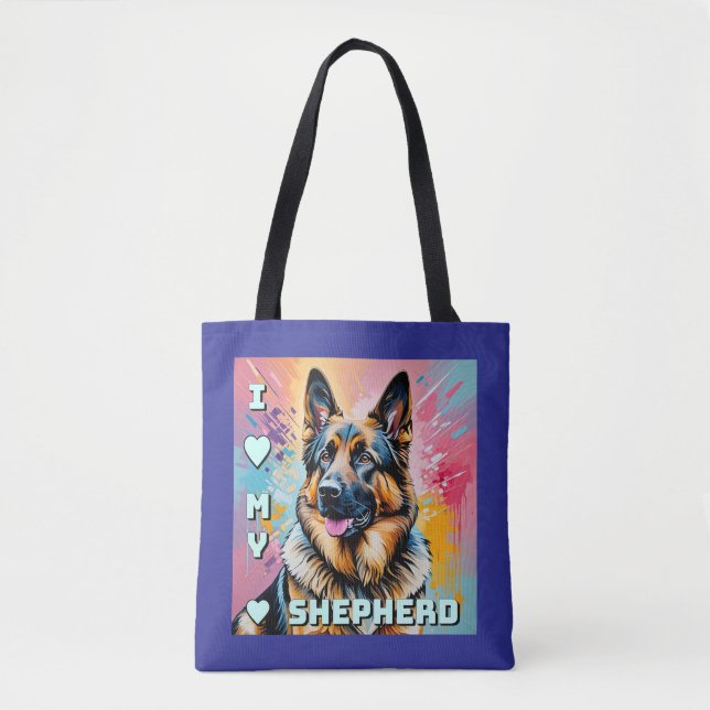 Tote Bag J'adore mon berger allemand (Devant)