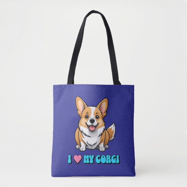 Tote Bag J'adore mon Corgi (Devant)