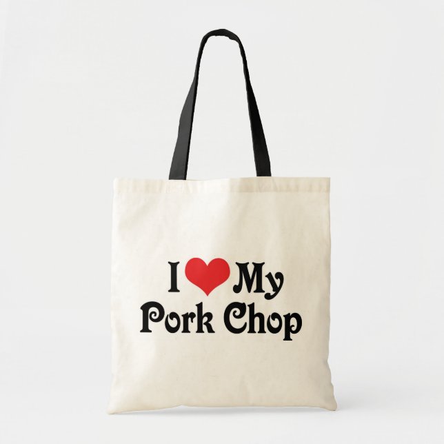 Tote Bag J'adore mon côtelette de porc (Devant)