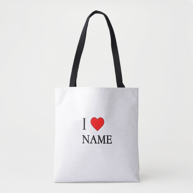 Tote Bag J'adore Nom (personnalisable)  (Devant)