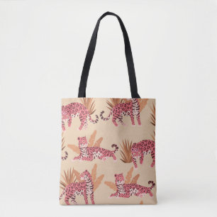 Tote Bag Jaguar rose : mignon Vintage sans joint
