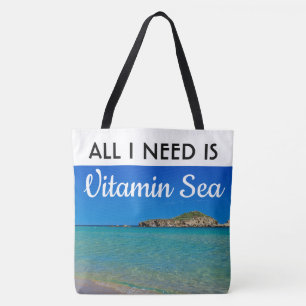 Tote Bag J'ai besoin de Vitamin Sea d'eau turquoise italien