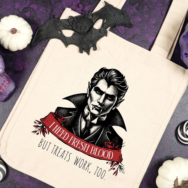 Tote Bag J'Ai Besoin D'Halloween Vampire De Sang Frais (Créateur téléchargé)